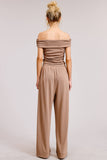 Off Shoulder Pants Set with Ruched Top
