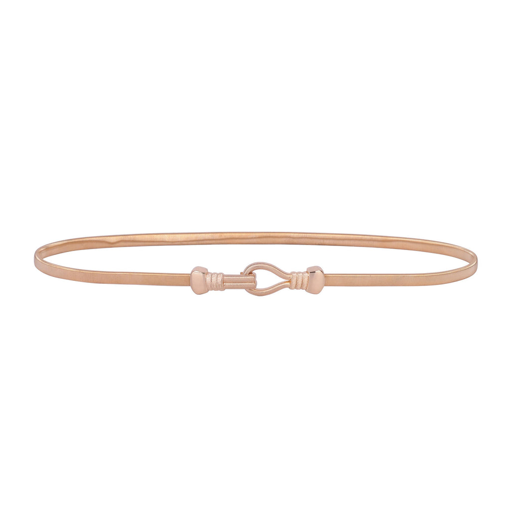 Gold Metal Stretch Belt for Women | Skinny Statement Belt