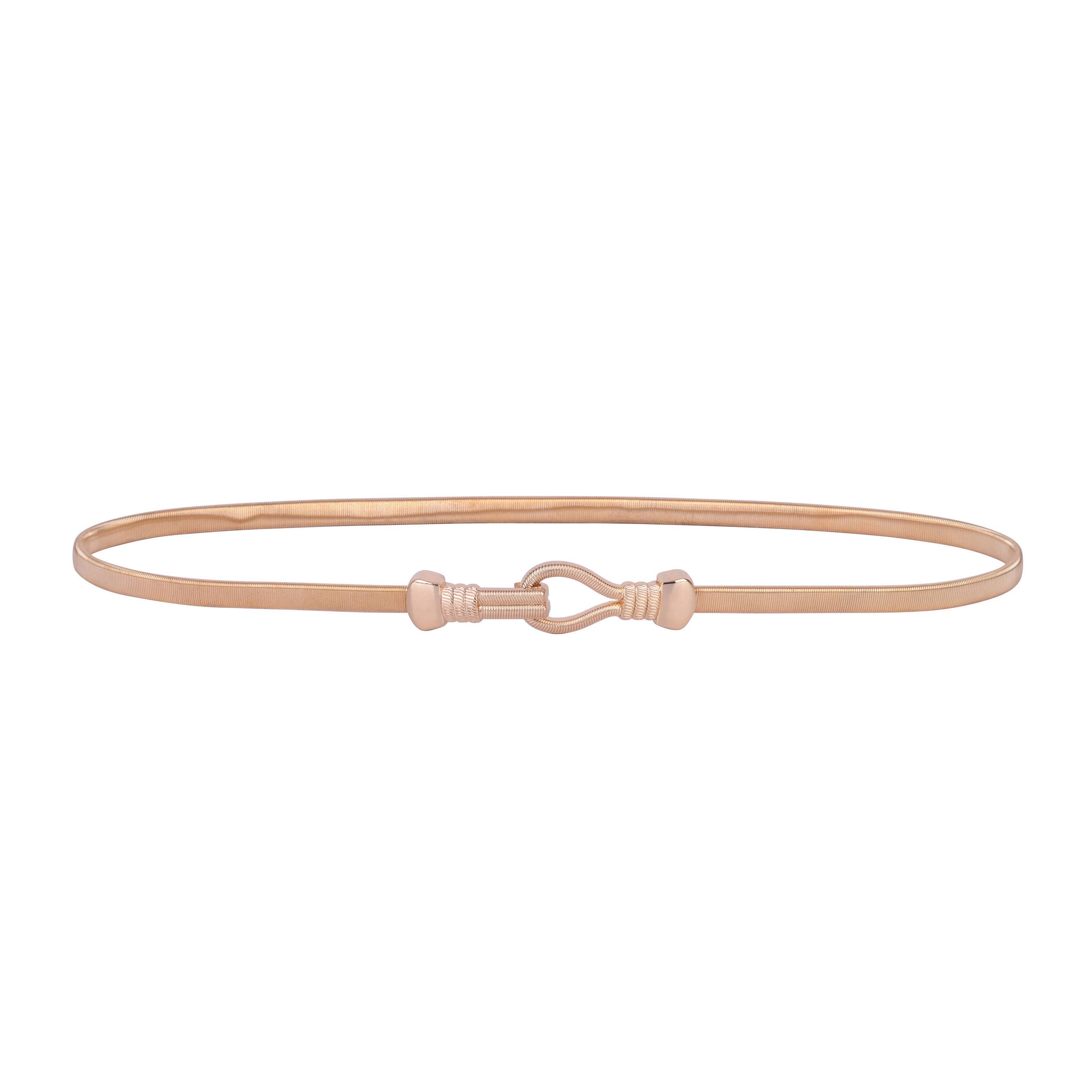 Gold Metal Stretch Belt for Women | Skinny Statement Belt