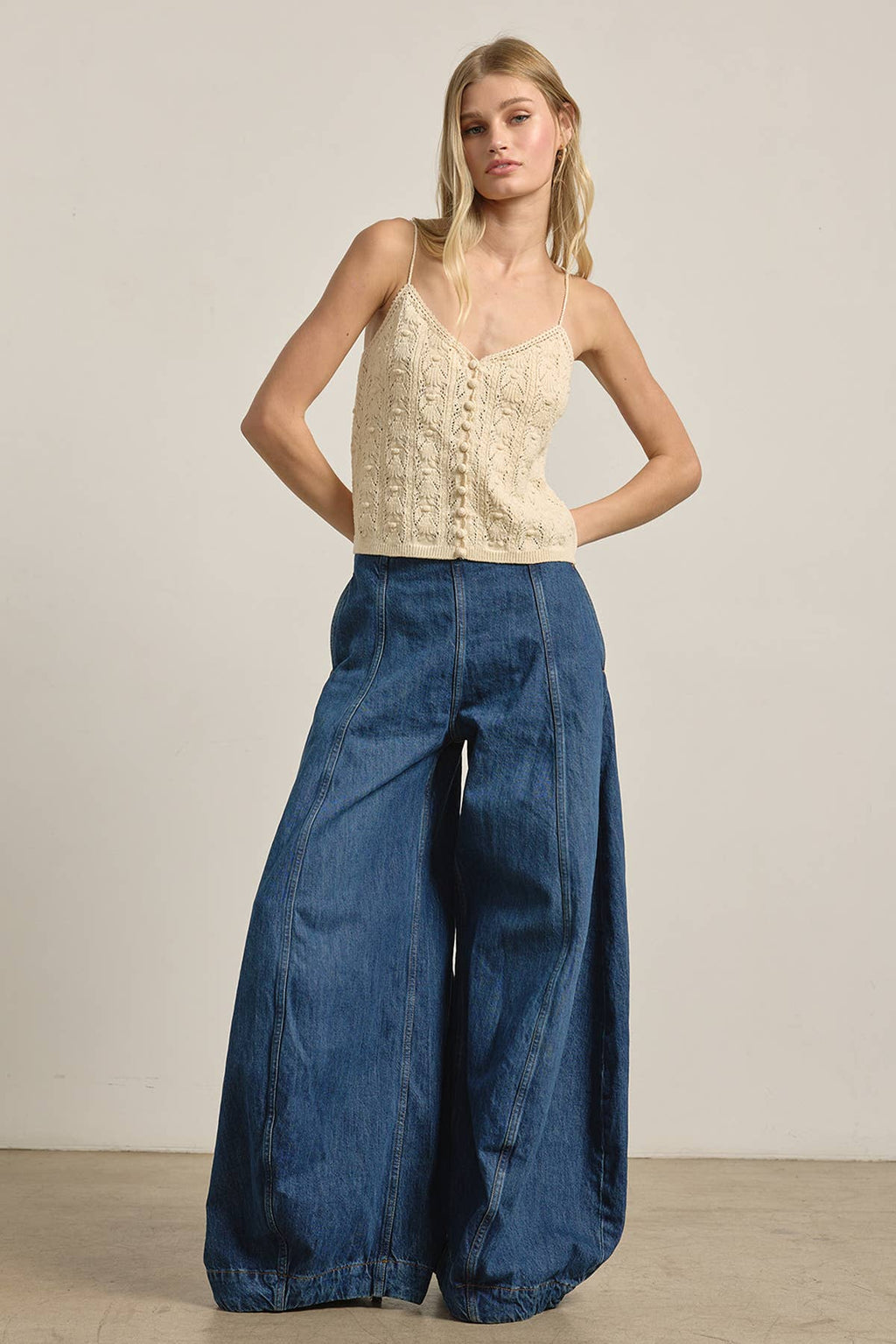 Knit Button Front Cami Top