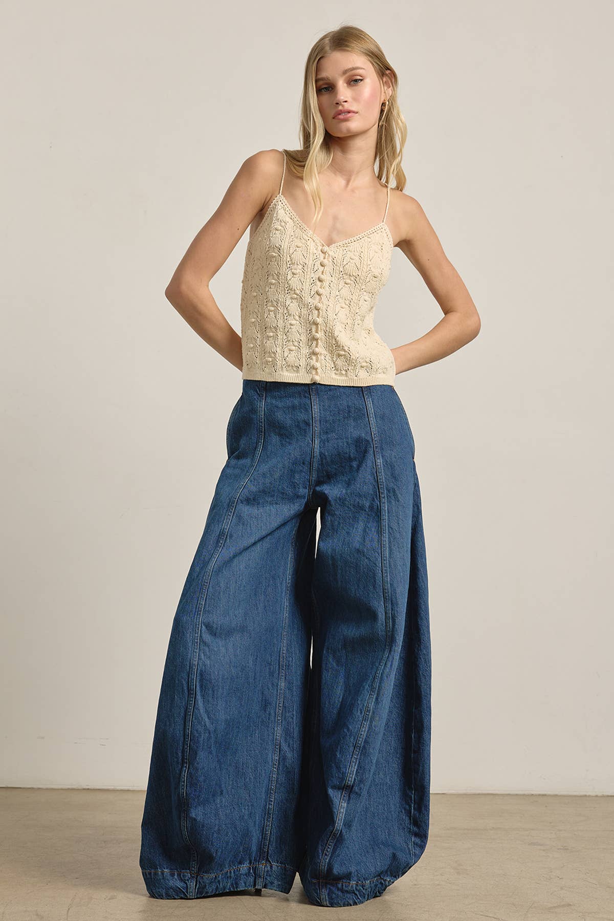 Knit Button Front Cami Top