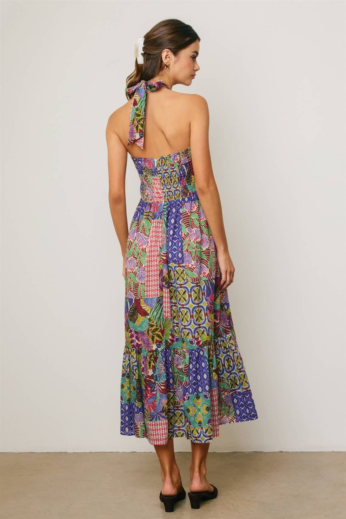 Lagoon Bloom Halter Tiered Dress