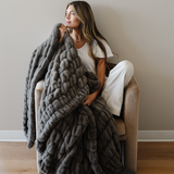 DOUBLE RUCHED FAUX FUR THROW BLANKETS