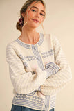 FLORAL RUFFLE SLEEVE SWEATER CARDIGAN MSW11097