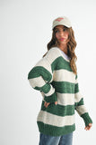 Oversized Striped Green & Lavender Sweater