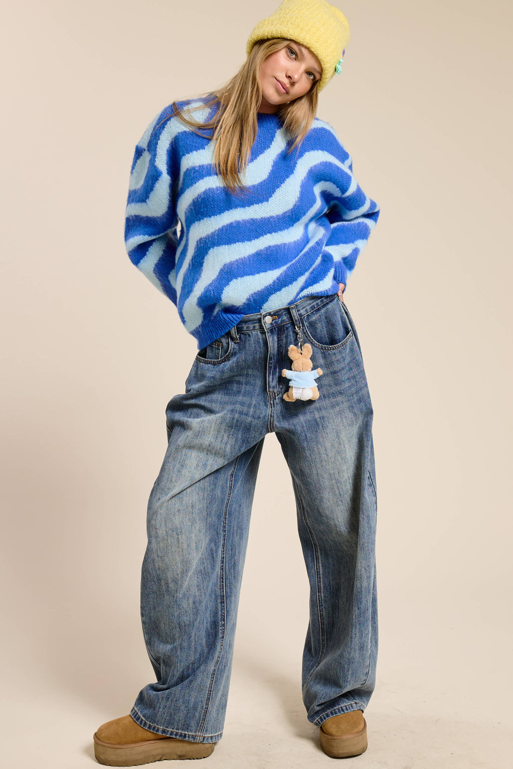 Stonewash Wide Leg Baggy Denim Jeans
