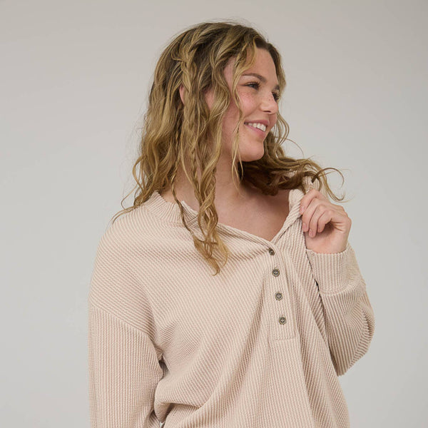 Ribbed Long Sleeve Henley