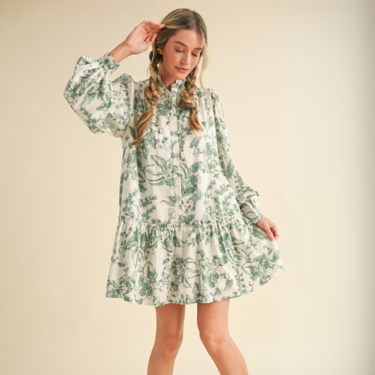 Floral Print Drop Waist Mini Dress- CLEARANCE