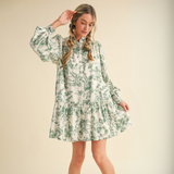 Floral Print Drop Waist Mini Dress- CLEARANCE