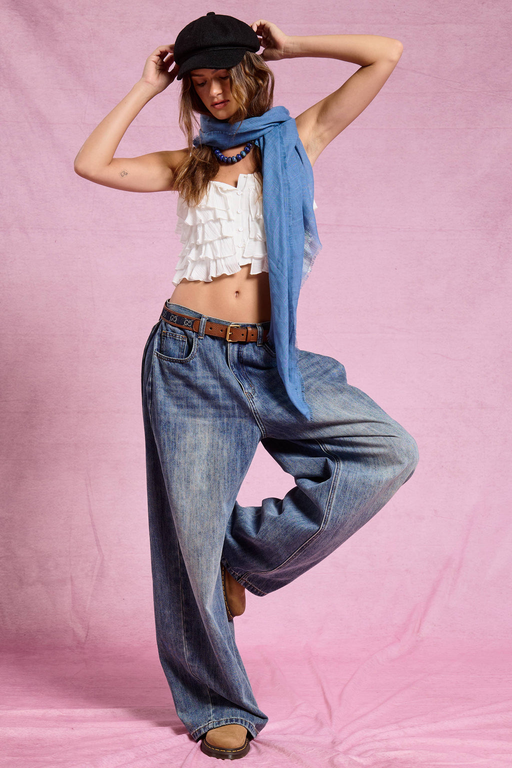 Stonewash Wide Leg Baggy Denim Jeans