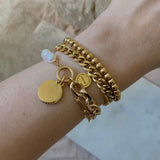 Gold or Silver Beaded adjustable bracelet waterproof
