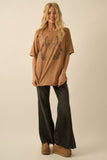 Horses and Flowers Distressed Oversize Graphic Tee