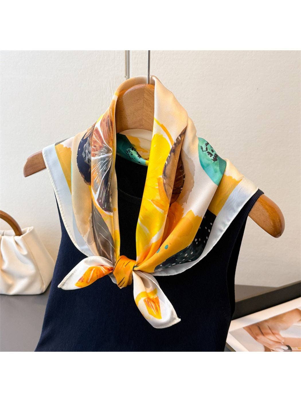 Scarvii - Citrus Fruit Print Square Scarf