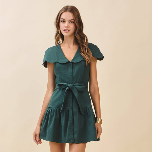 Fit And Flare Oversized Scalloped Collar Dress