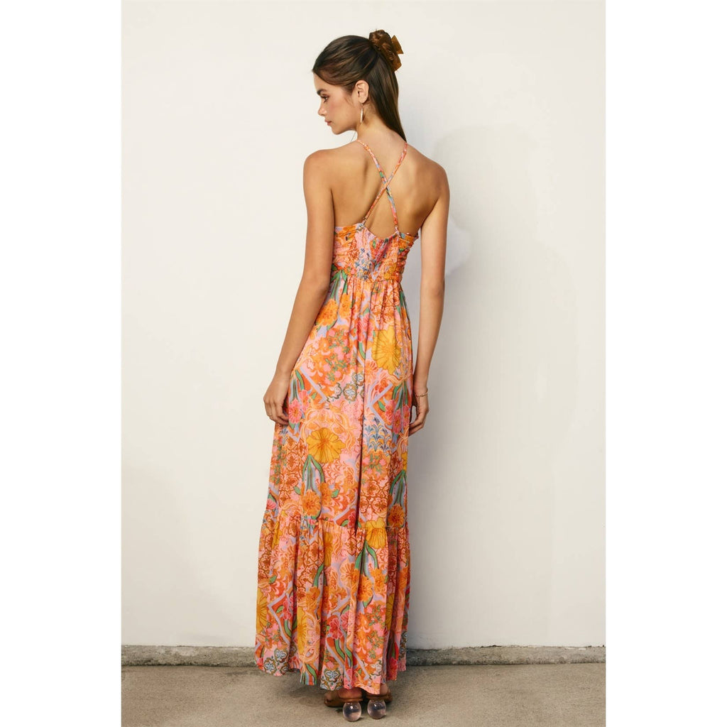 Dayna Ruched Babydoll Maxi Dress