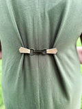 Bronze Buckle & Stone Brown Leather Cinch Clip for Clothes