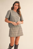 Short Puff Sleeve Sweater Cardigan