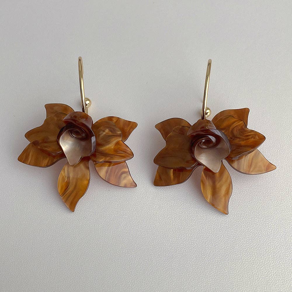 Vintage Large Flower Petal Dangle Earrings DP25D828