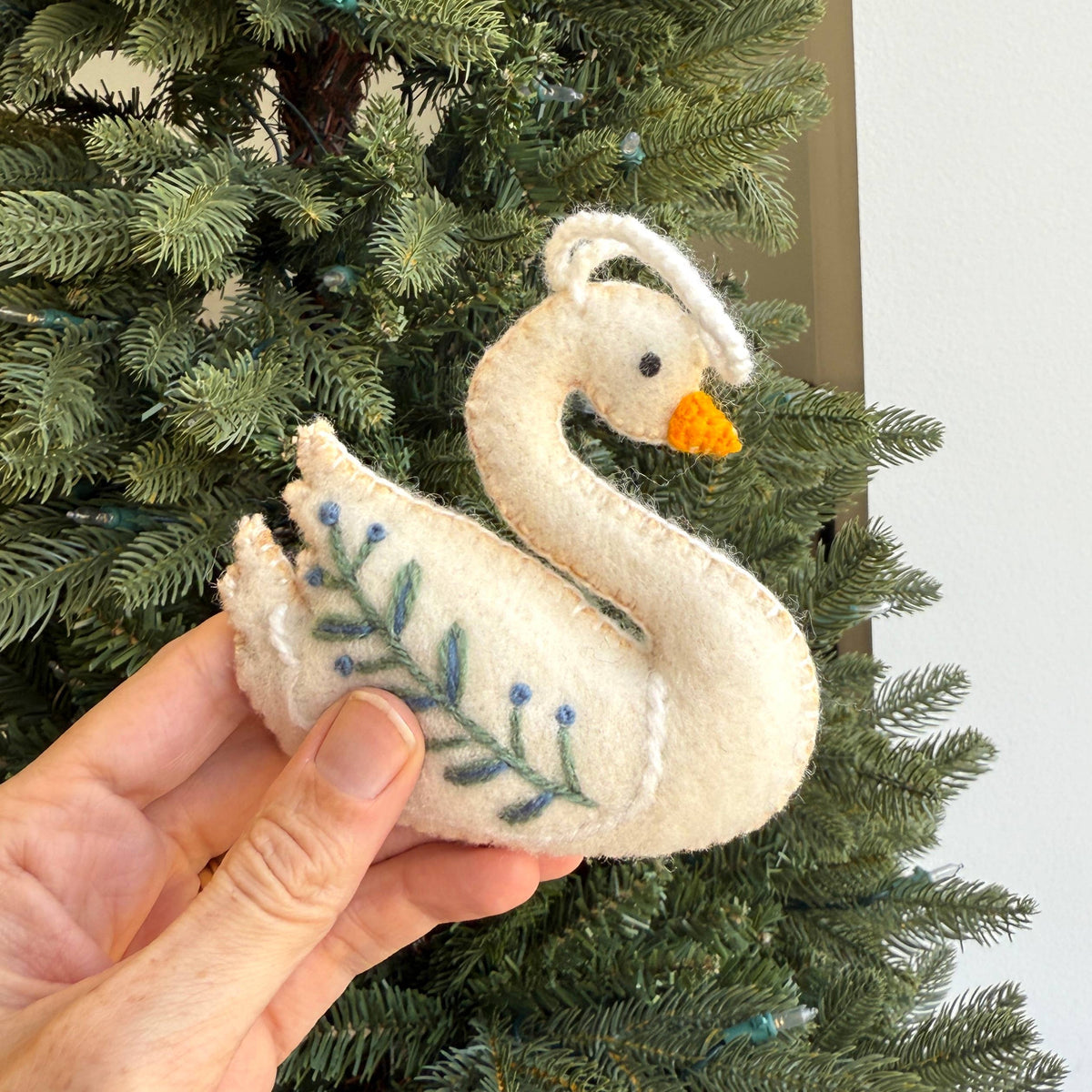 Swan Wool Christmas Ornament