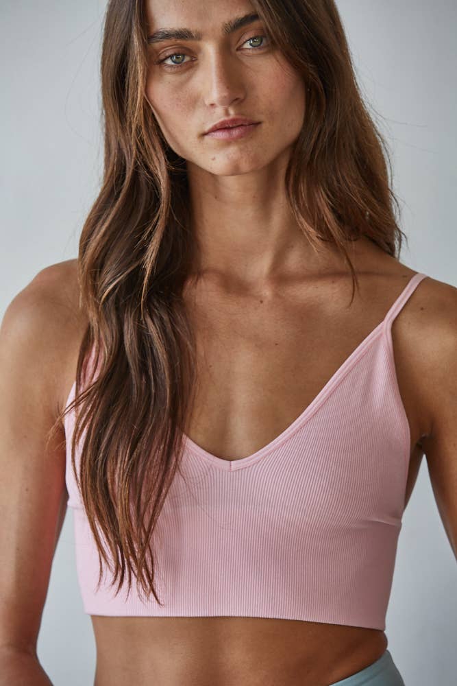 Seamless Ribbed Triangle Spaghetti Strap Brami