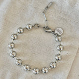Silver Beaded Ball Chain Bracelet with Paperclip Extension