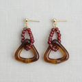 Geometric Beaded Tassel Drop Earrings
