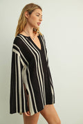 STRIPED LONG SLEEVE TUNIC TOP