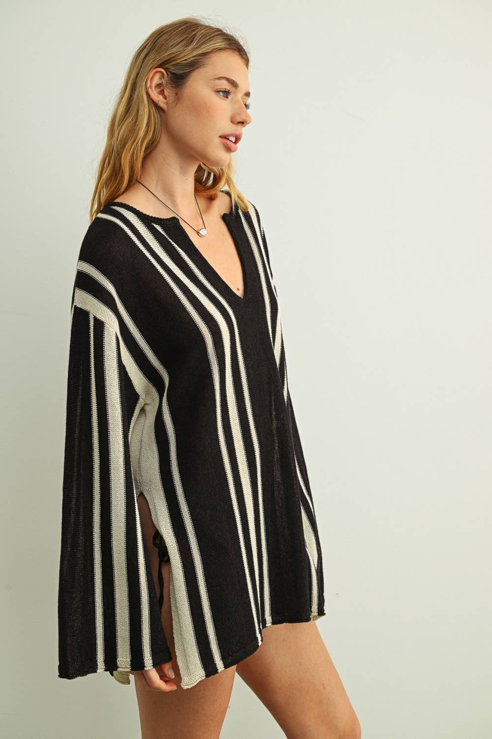 STRIPED LONG SLEEVE TUNIC TOP