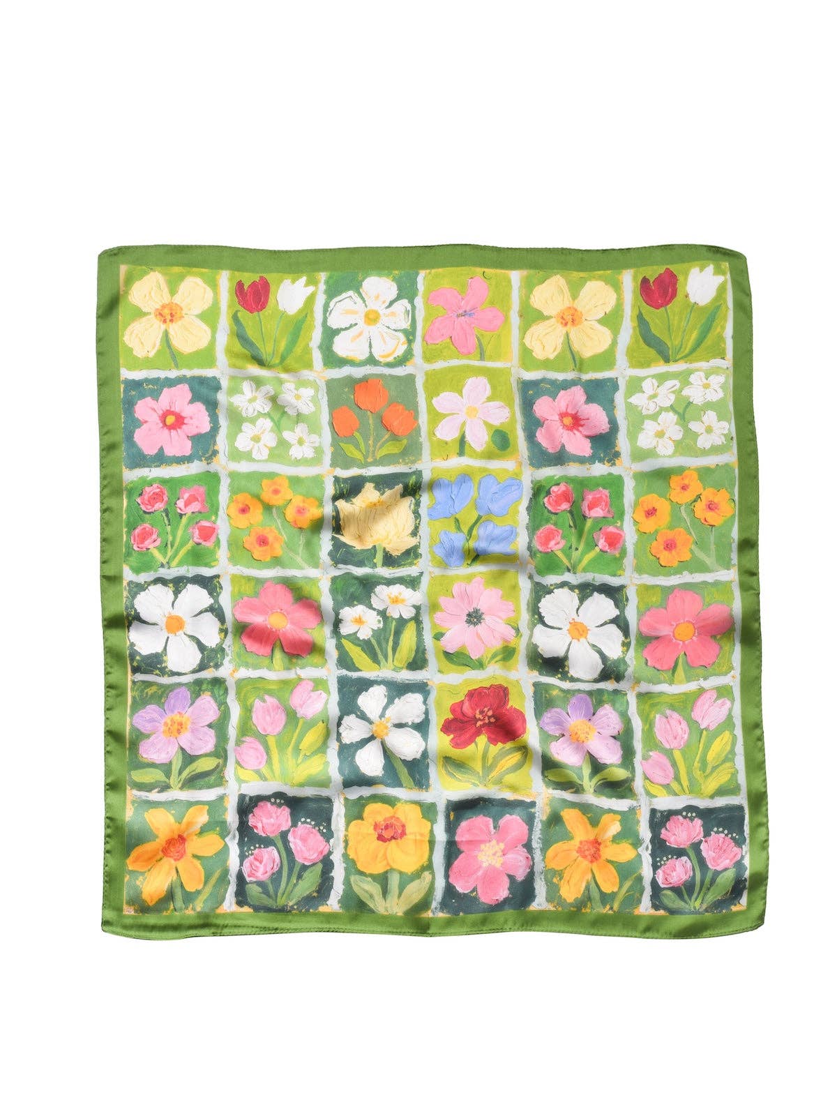 Scarvii - Romantic Floral Panel Border Print Scarf