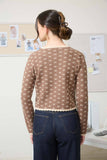 SCALLOP TRIM BUTTON DOWN X PATTERN KNIT CARDIGAN