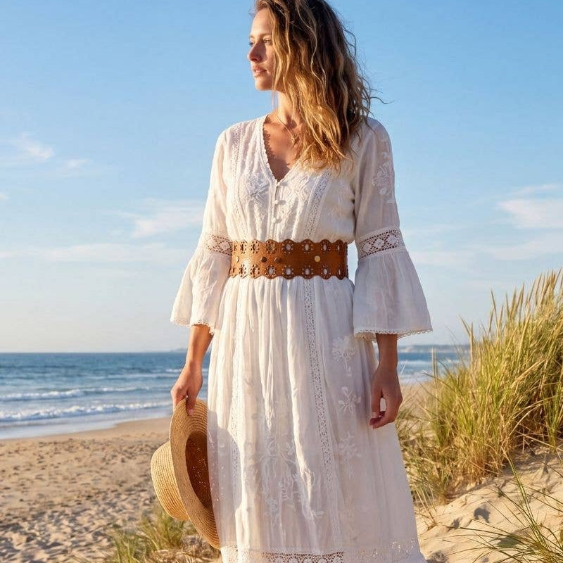Draco light brown leather sash belt