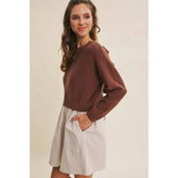EASY COFFEE DATE BACK RIBBON TWOFER MINI SWEATER DRESS