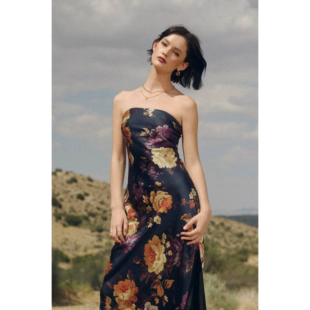 Hidden Haven Strapless Bias Cut Maxi Dress