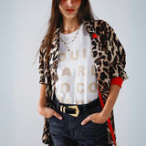 Leopard Shirt with Red Button Placket