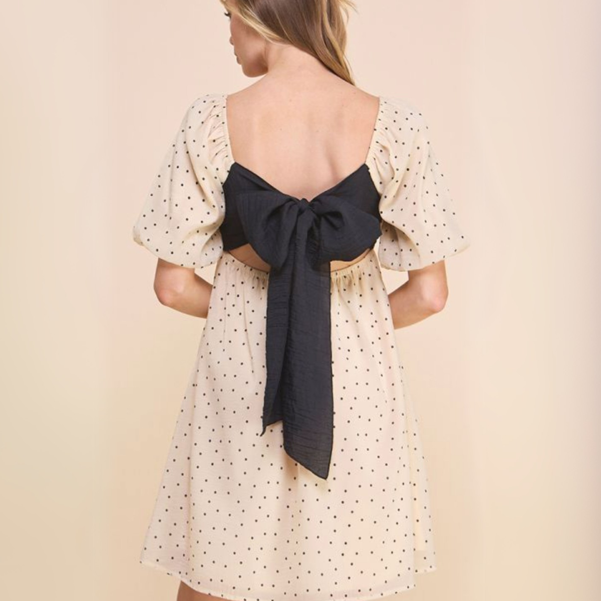 Polka Dot Dress with Bow Tie Back- CLEARANCE