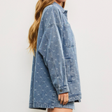 Diamond Ribbon Denim Shirt Jacket