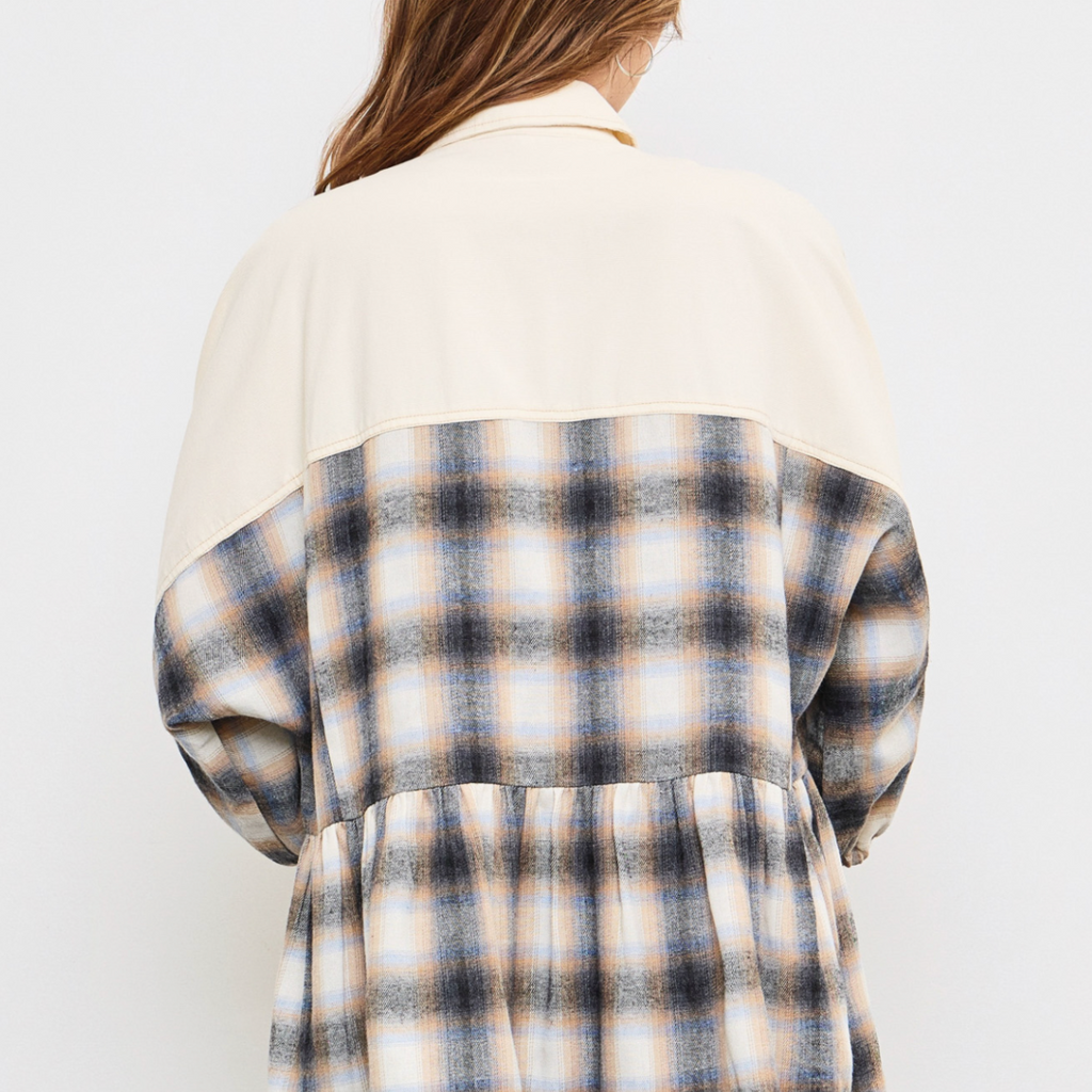 Fall Plaid Button Up Dress- CLEARANCE