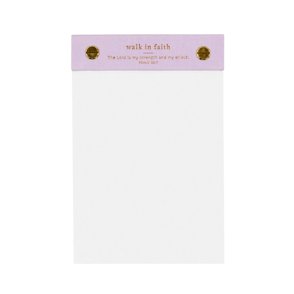 Image 5: Front view of "Walk In Faith" notepad showing Psalm 28:7 in gold foil.

