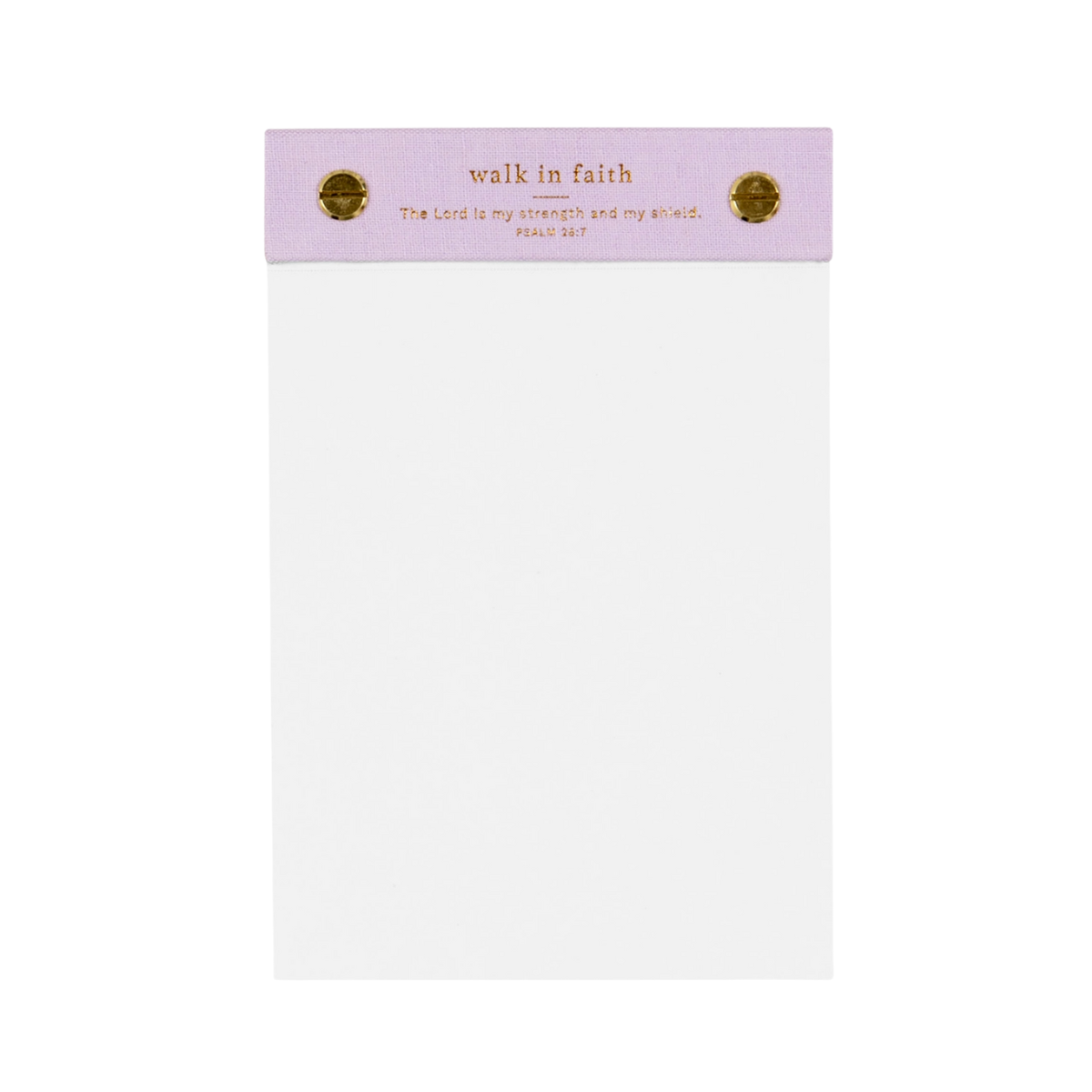 Image 5: Front view of "Walk In Faith" notepad showing Psalm 28:7 in gold foil.

