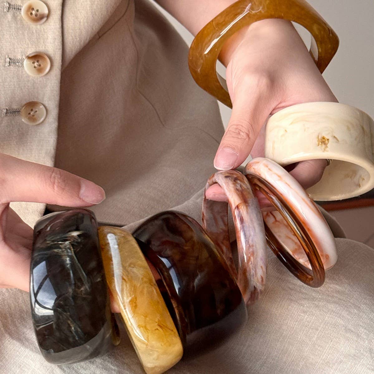 Acetate Bangle Vintage Stackable Bracelet_CWAHA08247