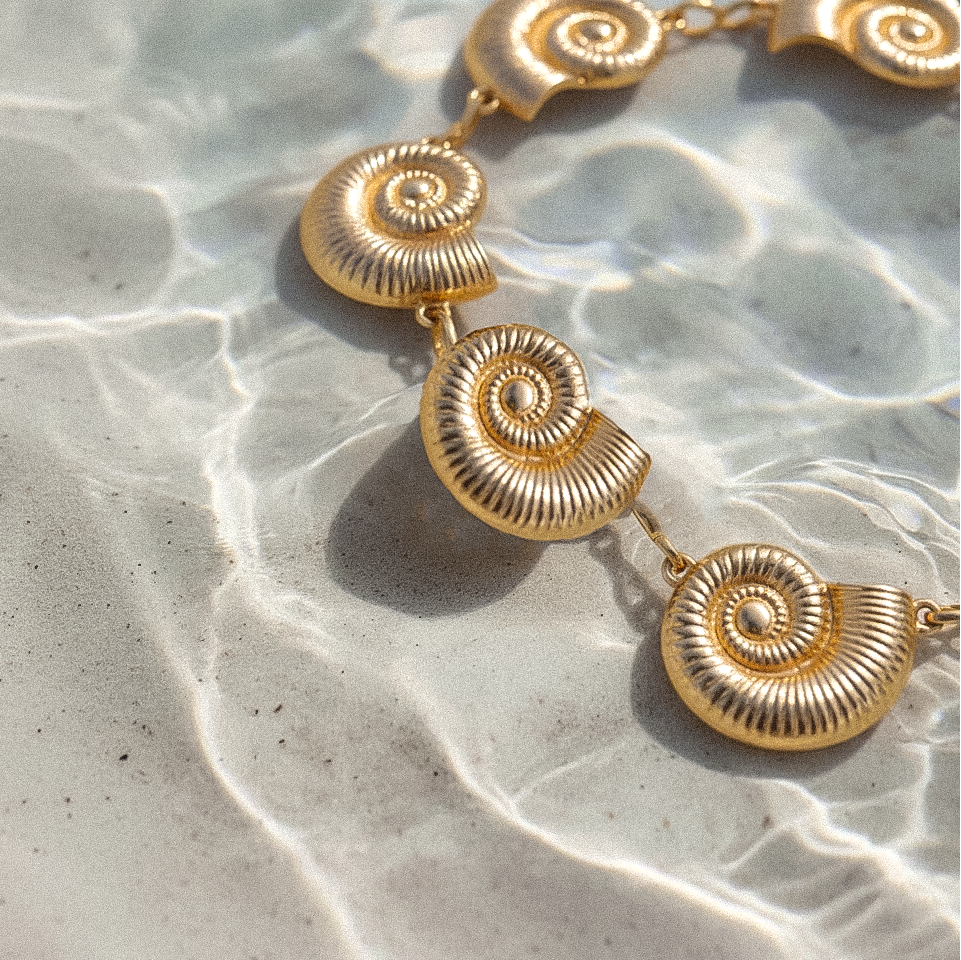 Gold Spiral Seashell Chain Belt