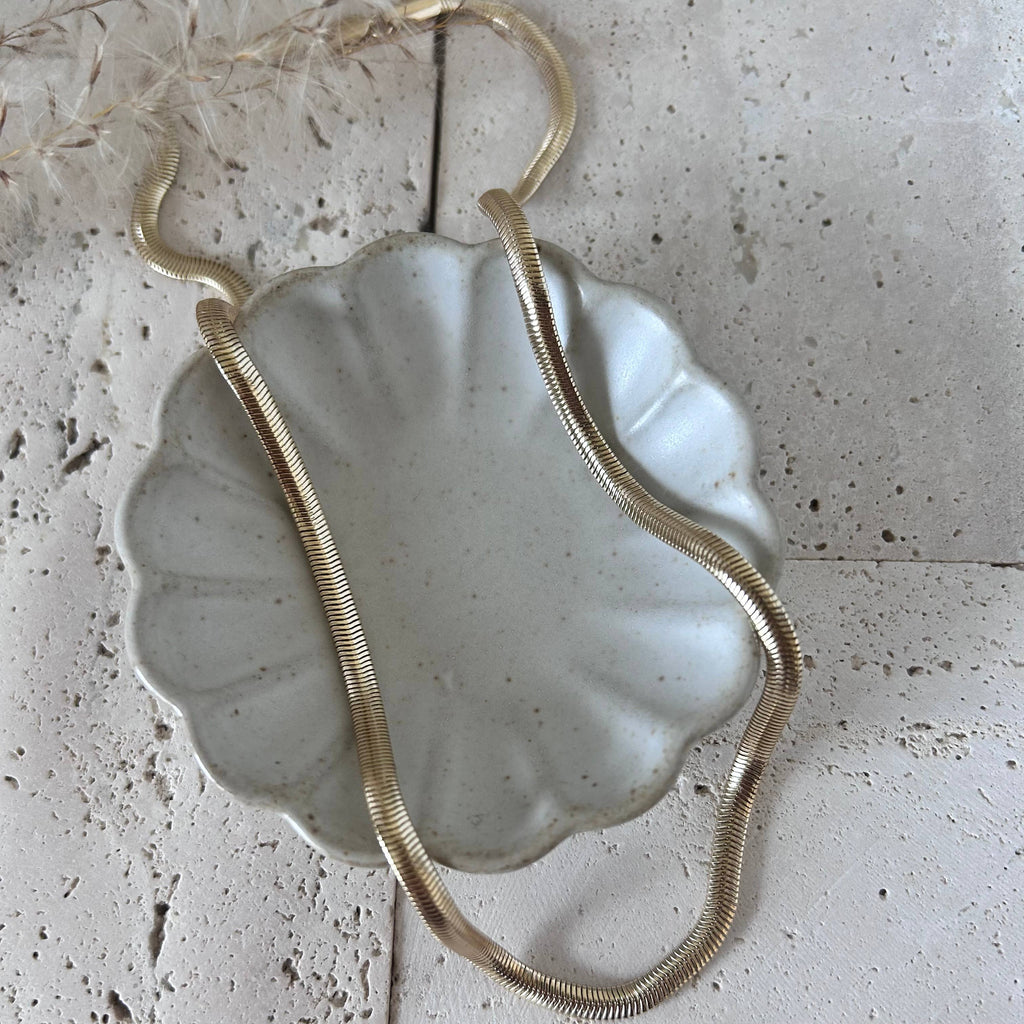Snake chain herringbone flat link necklace gold filled 