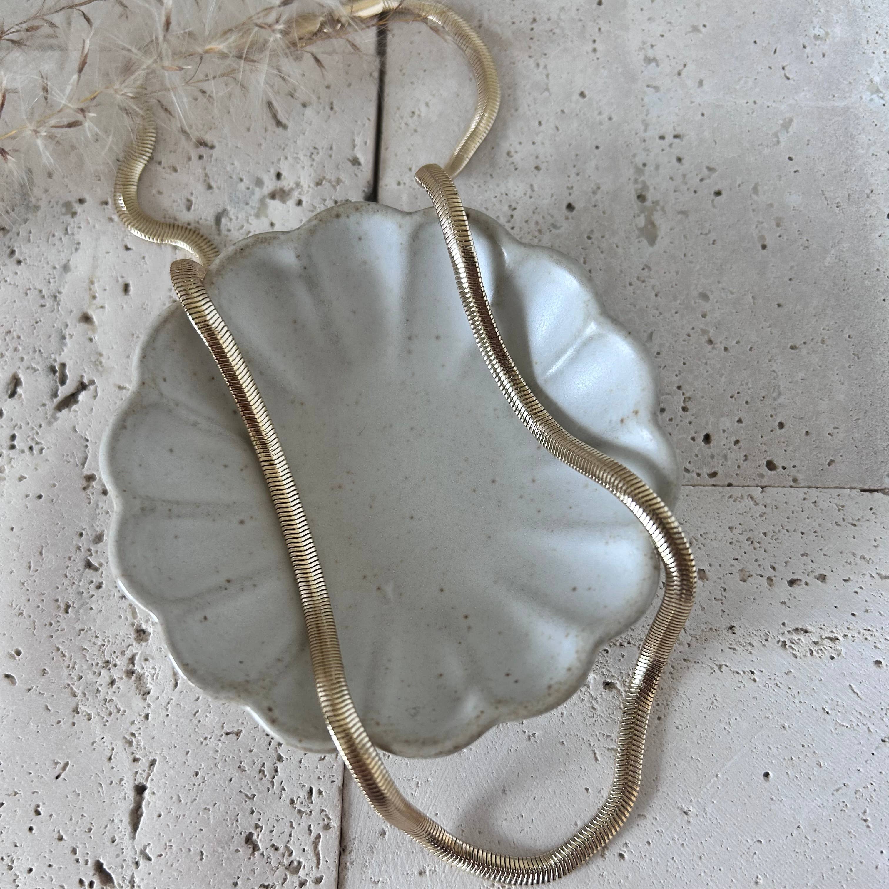 Snake chain herringbone flat link necklace gold filled 