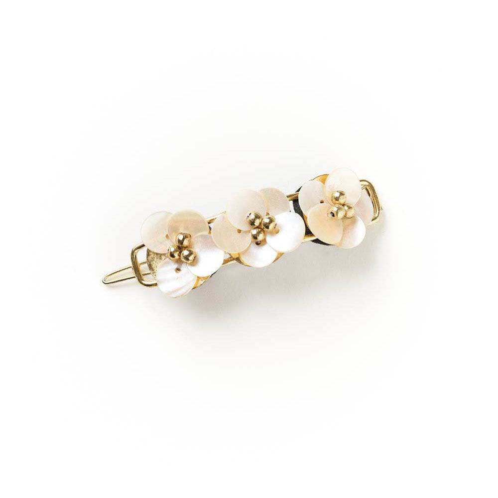 Aiyana Flowers Barrette Hair Clip - Mother of Pearl