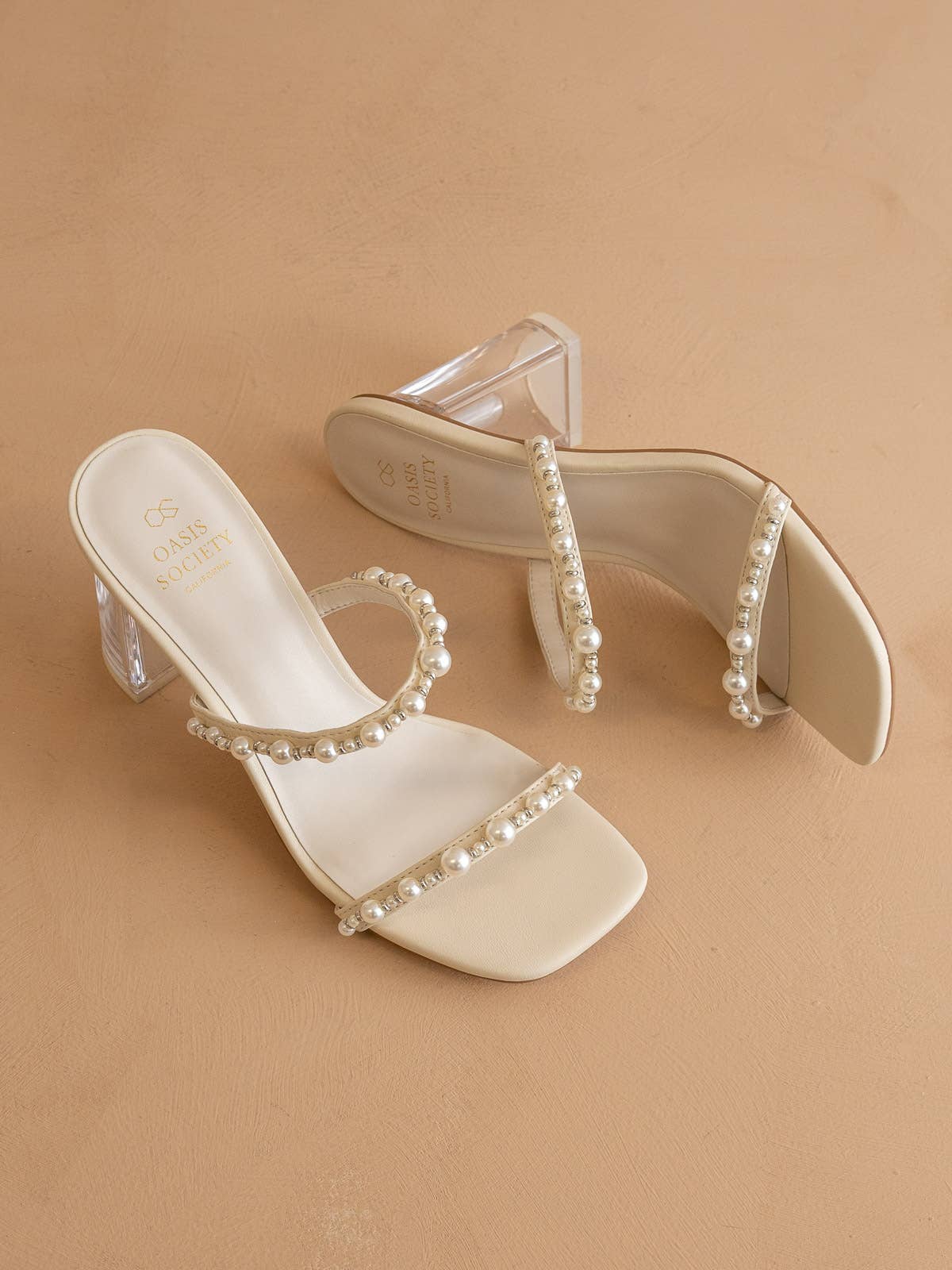 The Mae Beige | Strappy Pearl Heel