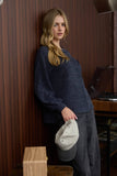 CREW NECK BUTTON DETAIL LONG SLEEVE KNIT TOP
