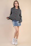 12W3445N-Heart Button Down Knit Sweater Cardigan
