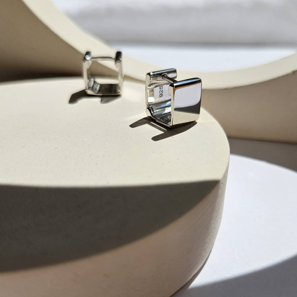 SQUARE HUGGIE EARRINGS
