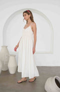 V-Neck Shirred Midi Sundress