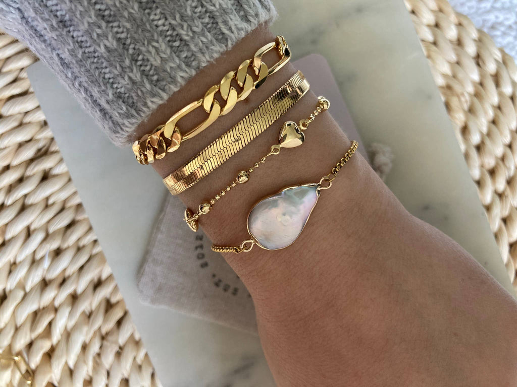Flat Snake Chain Herringbone Bracelet 14K gold filled